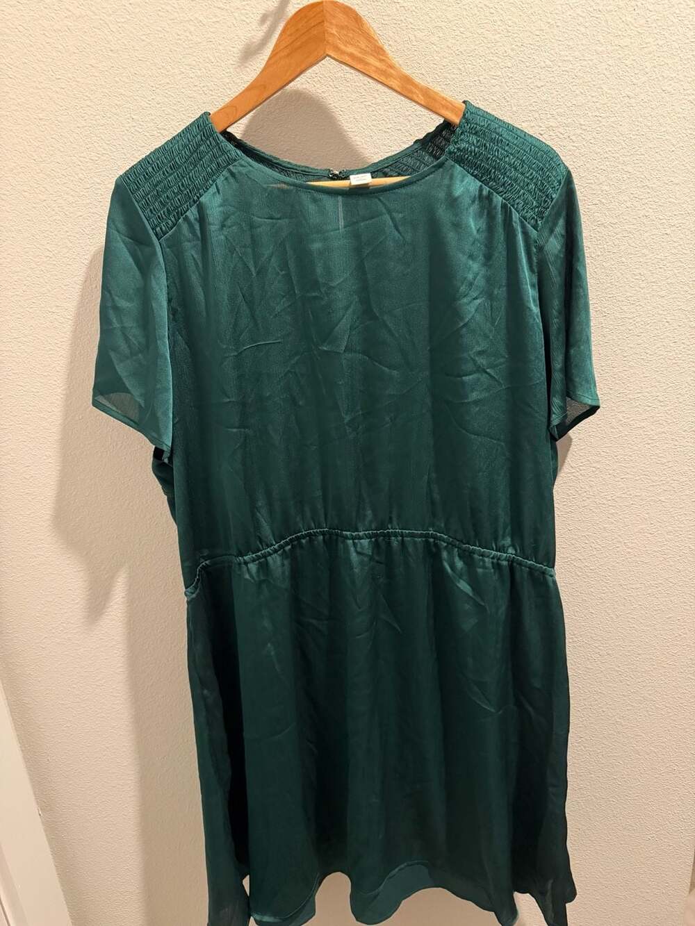 Old Navy Women's Green Smocked Shoulder Short Sleeve Dress XXL